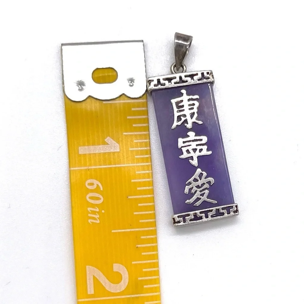 Vintage Purple Jade Pendant in Silver plated - Picture 3 of 3